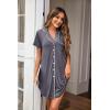 Ekouaer 2 Pack Nightgowns for Women Button Down Sleepshirts Short Sleeve Sleepwear V Neck Nightshirt Pajama Dress(Black/Grey)
