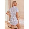 Ekouaer 2 Pack Nightgowns for Women Button Down Sleepshirts Short Sleeve Sleepwear V Neck Nightshirt Pajama Dress(Black/Grey Stars)