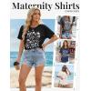 Ekouaer 4 Pack Maternity Shirts Short Sleeve Pregnancy Tunic Tops Casual Postpartum Outfits Split Side Mama Clothes(Apricot/Black/Blue/Dark Gray Floral)