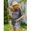 Ekouaer 4 Pack Maternity Shirts Short Sleeve Pregnancy Tunic Tops Casual Postpartum Outfits Split Side Mama Clothes(Apricot/Black/Blue/Dark Gray Floral)