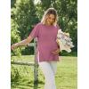Ekouaer 4 Pack Maternity Shirts Short Sleeve Pregnancy Tunic Tops Casual Postpartum Outfits Split Side Mama Clothes(Black/Army Green/White/Gray Purple)