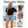 Ekouaer 4 Pack Maternity Shirts Short Sleeve Pregnancy Tunic Tops Casual Postpartum Outfits Split Side Mama Clothes(Black/Army Green/White/Gray Purple)