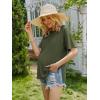 Ekouaer 4 Pack Maternity Shirts Short Sleeve Pregnancy Tunic Tops Casual Postpartum Outfits Split Side Mama Clothes(Black/Army Green/White/Gray Purple)