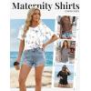 Ekouaer 4 Pack Maternity Shirts Short Sleeve Pregnancy Tunic Tops Casual Postpartum Outfits Split Side Mama Clothes(Black/Brown/Gray/White Floral)
