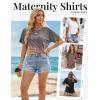 Ekouaer 4 Pack Maternity Shirts Short Sleeve Pregnancy Tunic Tops Casual Postpartum Outfits Split Side Mama Clothes(Black/Brown/White/Gradient Orange)
