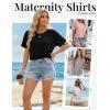 Ekouaer 4 Pack Maternity Shirts Short Sleeve Pregnancy Tunic Tops Casual Postpartum Outfits Split Side Mama Clothes(Black/Khaki/Light Pink/Light Gray)