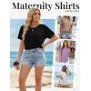 Ekouaer 4 Pack Maternity Shirts Short Sleeve Pregnancy Tunic Tops Casual Postpartum Outfits Split Side Mama Clothes(Black/Khaki/Light Purple/White)