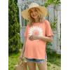 Ekouaer 4 Pack Maternity Shirts Short Sleeve Pregnancy Tunic Tops Casual Postpartum Outfits Split Side Mama Clothes(Black/Khaki/Orange/White Sunflower)