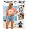 Ekouaer 4 Pack Maternity Shirts Short Sleeve Pregnancy Tunic Tops Casual Postpartum Outfits Split Side Mama Clothes(Black/Khaki/Orange/White Sunflower)