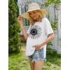 Ekouaer 4 Pack Maternity Shirts Short Sleeve Pregnancy Tunic Tops Casual Postpartum Outfits Split Side Mama Clothes(Black/Khaki/Orange/White Sunflower)