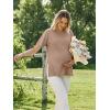 Ekouaer 4 Pack Maternity Shirts Short Sleeve Pregnancy Tunic Tops Casual Postpartum Outfits Split Side Mama Clothes(Black/Khaki/White/Black White Stripes)