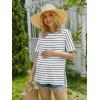 Ekouaer 4 Pack Maternity Shirts Short Sleeve Pregnancy Tunic Tops Casual Postpartum Outfits Split Side Mama Clothes(Black/Khaki/White/Black White Stripes)