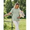 Ekouaer 4 Pack Maternity Shirts Short Sleeve Pregnancy Tunic Tops Casual Postpartum Outfits Split Side Mama Clothes(Black/Light Blue/Light Green/Gray White Stripes)