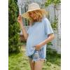 Ekouaer 4 Pack Maternity Shirts Short Sleeve Pregnancy Tunic Tops Casual Postpartum Outfits Split Side Mama Clothes(Black/Light Blue/Light Green/Gray White Stripes)