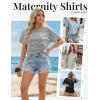 Ekouaer 4 Pack Maternity Shirts Short Sleeve Pregnancy Tunic Tops Casual Postpartum Outfits Split Side Mama Clothes(Black/Light Blue/Light Green/Gray White Stripes)