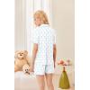 Ekouaer Button Up Pajamas Set for Women Short Sleeve Ribbed Knit Sleepwear 2 Piece Pjs Shorts Set(Rabbit)