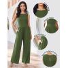 Ekouaer Jumpsuits for Women One Piece Jumpsuit Wide Leg Sleeveless Crewneck Casual Womens Romper Jumpers With Pockets 2026(Army Green)