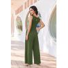 Ekouaer Jumpsuits for Women One Piece Jumpsuit Wide Leg Sleeveless Crewneck Casual Womens Romper Jumpers With Pockets 2026(Army Green)