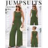 Ekouaer Jumpsuits for Women One Piece Jumpsuit Wide Leg Sleeveless Crewneck Casual Womens Romper Jumpers With Pockets 2026(Army Green)