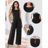 Ekouaer Jumpsuits for Women One Piece Jumpsuit Wide Leg Sleeveless Crewneck Casual Womens Romper Jumpers With Pockets 2026(Black)