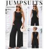 Ekouaer Jumpsuits for Women One Piece Jumpsuit Wide Leg Sleeveless Crewneck Casual Womens Romper Jumpers With Pockets 2026(Black)
