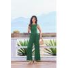 Ekouaer Jumpsuits for Women One Piece Jumpsuit Wide Leg Sleeveless Crewneck Casual Womens Romper Jumpers With Pockets 2026(Green)