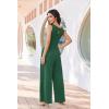 Ekouaer Jumpsuits for Women One Piece Jumpsuit Wide Leg Sleeveless Crewneck Casual Womens Romper Jumpers With Pockets 2026(Green)