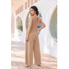 Ekouaer Jumpsuits for Women One Piece Jumpsuit Wide Leg Sleeveless Crewneck Casual Womens Romper Jumpers With Pockets 2026(Khaki)