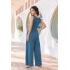 Ekouaer Jumpsuits for Women One Piece Jumpsuit Wide Leg Sleeveless Crewneck Casual Womens Romper Jumpers With Pockets 2026(Lake Blue)