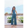Ekouaer Jumpsuits for Women One Piece Jumpsuit Wide Leg Sleeveless Crewneck Casual Womens Romper Jumpers With Pockets 2026(Lake Blue)