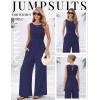 Ekouaer Jumpsuits for Women One Piece Jumpsuit Wide Leg Sleeveless Crewneck Casual Womens Romper Jumpers With Pockets 2026(Navy)