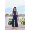Ekouaer Jumpsuits for Women One Piece Jumpsuit Wide Leg Sleeveless Crewneck Casual Womens Romper Jumpers With Pockets 2026(Navy)