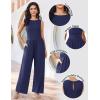 Ekouaer Jumpsuits for Women One Piece Jumpsuit Wide Leg Sleeveless Crewneck Casual Womens Romper Jumpers With Pockets 2026(Navy)