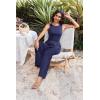 Ekouaer Jumpsuits for Women One Piece Jumpsuit Wide Leg Sleeveless Crewneck Casual Womens Romper Jumpers With Pockets 2026(Navy)