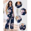 Ekouaer Jumpsuits for Women One Piece Jumpsuit Wide Leg Sleeveless Crewneck Casual Womens Romper Jumpers With Pockets 2026(Pink Floral Navy)