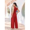 Ekouaer Jumpsuits for Women One Piece Jumpsuit Wide Leg Sleeveless Crewneck Casual Womens Romper Jumpers With Pockets 2026(Red)