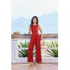 Ekouaer Jumpsuits for Women One Piece Jumpsuit Wide Leg Sleeveless Crewneck Casual Womens Romper Jumpers With Pockets 2026(Red)