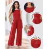 Ekouaer Jumpsuits for Women One Piece Jumpsuit Wide Leg Sleeveless Crewneck Casual Womens Romper Jumpers With Pockets 2026(Red)
