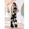 Ekouaer Jumpsuits for Women One Piece Jumpsuit Wide Leg Sleeveless Crewneck Casual Womens Romper Jumpers With Pockets 2026(White Floral Black)
