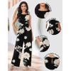 Ekouaer Jumpsuits for Women One Piece Jumpsuit Wide Leg Sleeveless Crewneck Casual Womens Romper Jumpers With Pockets 2026(White Floral Black)