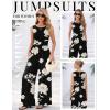 Ekouaer Jumpsuits for Women One Piece Jumpsuit Wide Leg Sleeveless Crewneck Casual Womens Romper Jumpers With Pockets 2026(White Floral Black)