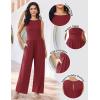 Ekouaer Jumpsuits for Women One Piece Jumpsuit Wide Leg Sleeveless Crewneck Casual Womens Romper Jumpers With Pockets 2026(Wine Red)