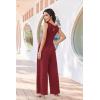 Ekouaer Jumpsuits for Women One Piece Jumpsuit Wide Leg Sleeveless Crewneck Casual Womens Romper Jumpers With Pockets 2026(Wine Red)