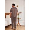 Ekouaer Mens Silk Satin Pajama Set Short Sleeve Sleepwear Silky Loungewear with Long Pants(Geometric Gold)