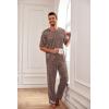 Ekouaer Mens Silk Satin Pajama Set Short Sleeve Sleepwear Silky Loungewear with Long Pants(Geometric Gold)