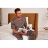 Ekouaer Mens Silk Satin Pajama Set Short Sleeve Sleepwear Silky Loungewear with Long Pants(Geometric Gold)