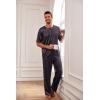 Ekouaer Mens Silk Satin Pajama Set Short Sleeve Sleepwear Silky Loungewear with Long Pants(Polka Dots Orange navy Blue)