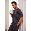 Ekouaer Mens Silk Satin Pajama Set Short Sleeve Sleepwear Silky Loungewear with Long Pants(Polka Dots Orange navy Blue)
