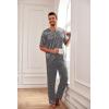 Ekouaer Mens Silk Satin Pajama Set Short Sleeve Sleepwear Silky Loungewear with Long Pants(Polka Dots White grey)