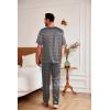 Ekouaer Mens Silk Satin Pajama Set Short Sleeve Sleepwear Silky Loungewear with Long Pants(Polka Dots White grey)